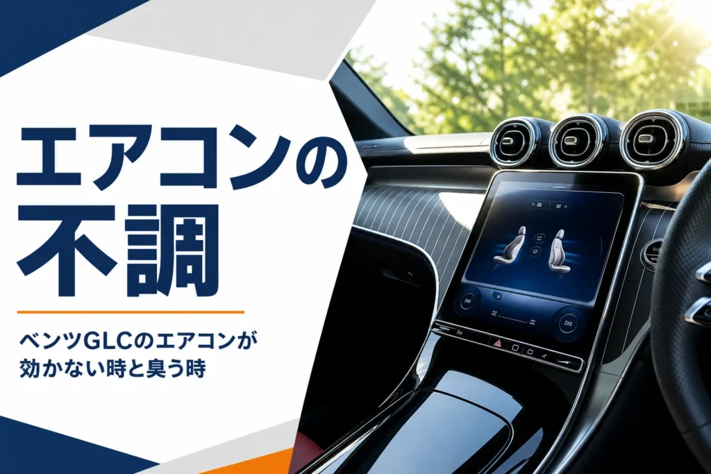夏の車内のエアコン吹き出し口を写したベンツGLCのエアコンの記事のアイキャッチ