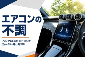 夏の車内のエアコン吹き出し口を写したベンツGLCのエアコンの記事のアイキャッチ