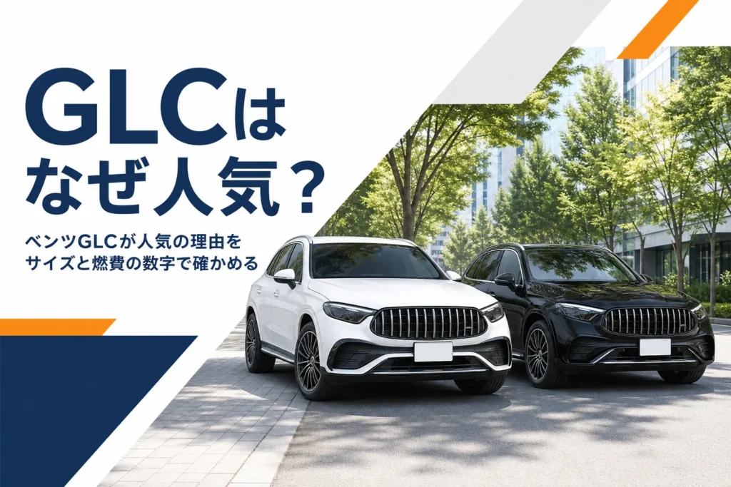 並木道に並んだ白と黒のミドルサイズSUVのイメージ