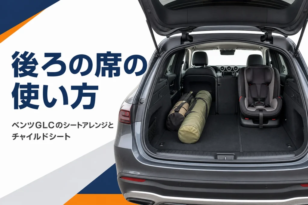 後ろの席を片側だけ倒したSUVの荷室を写したベンツGLCのシートアレンジの記事のアイキャッチ