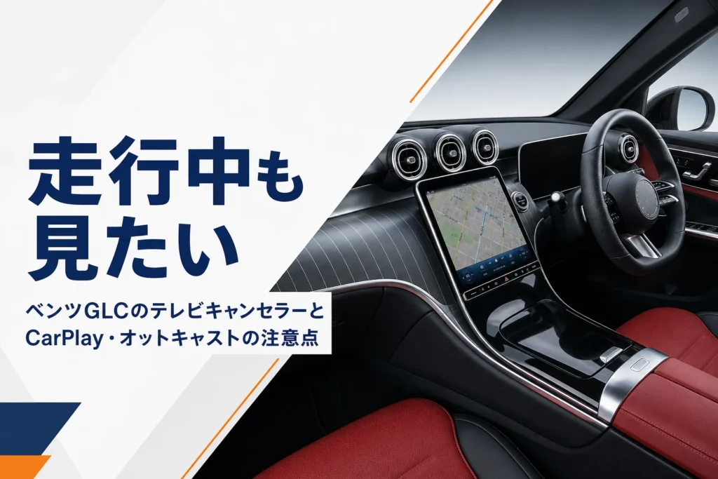 SUVの車内のセンターディスプレイを写したベンツGLCのテレビキャンセラーの記事のアイキャッチ
